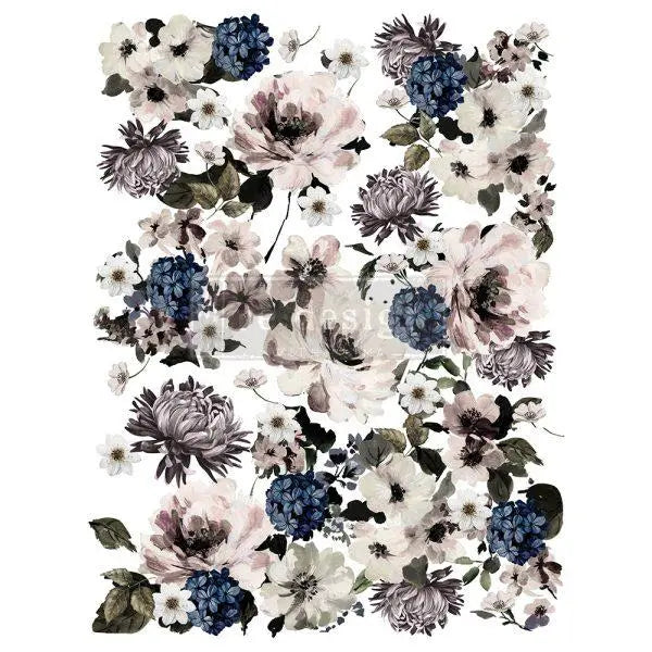 Dark Floral Transfer - Total Sheet Size: 24″ X 35″, CUT INTO 3 SHEETS Prima Re-Design