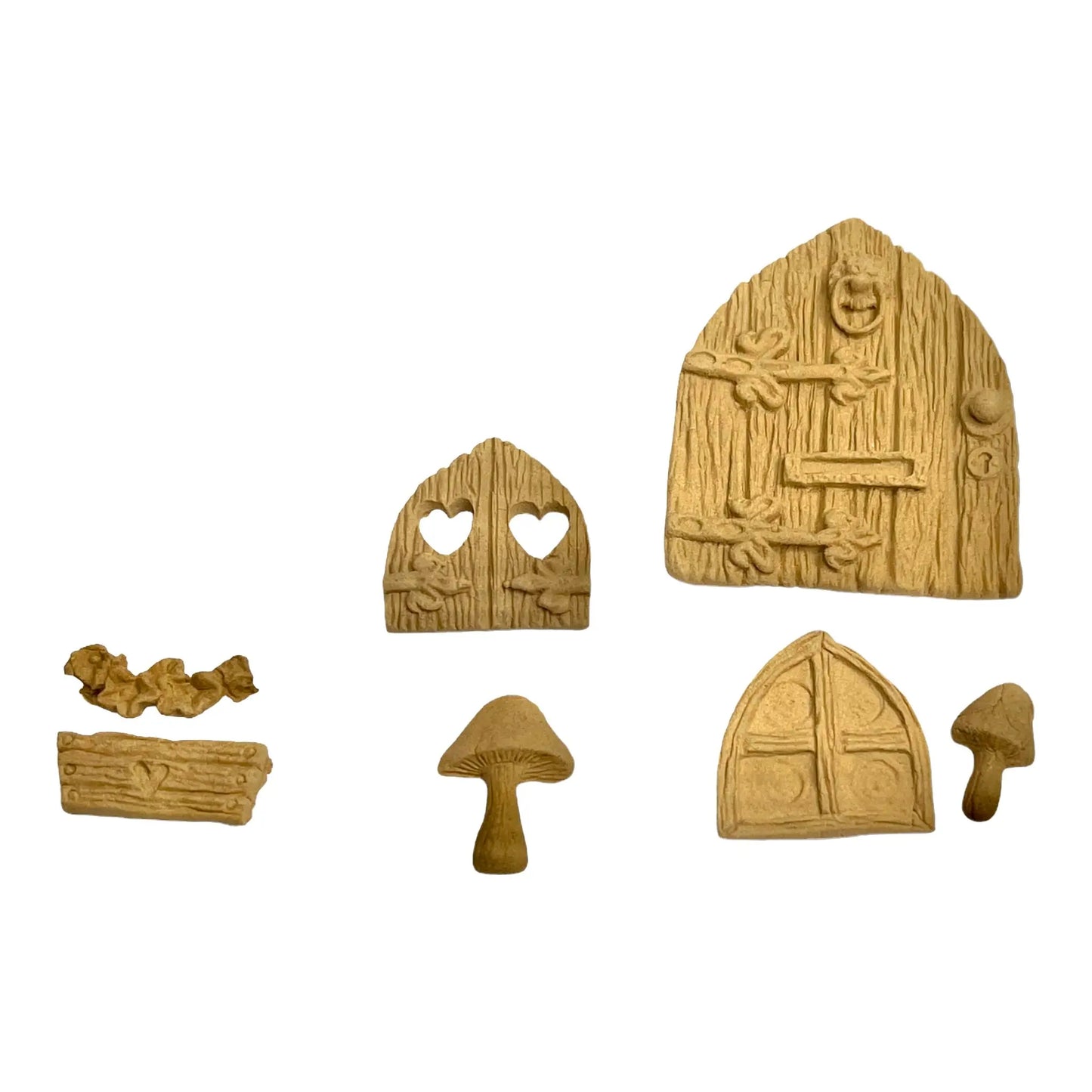 IFW 0069 Medieval fairy door, mushrooms, crafting embellishment, set of 7 iFlex Wood Products