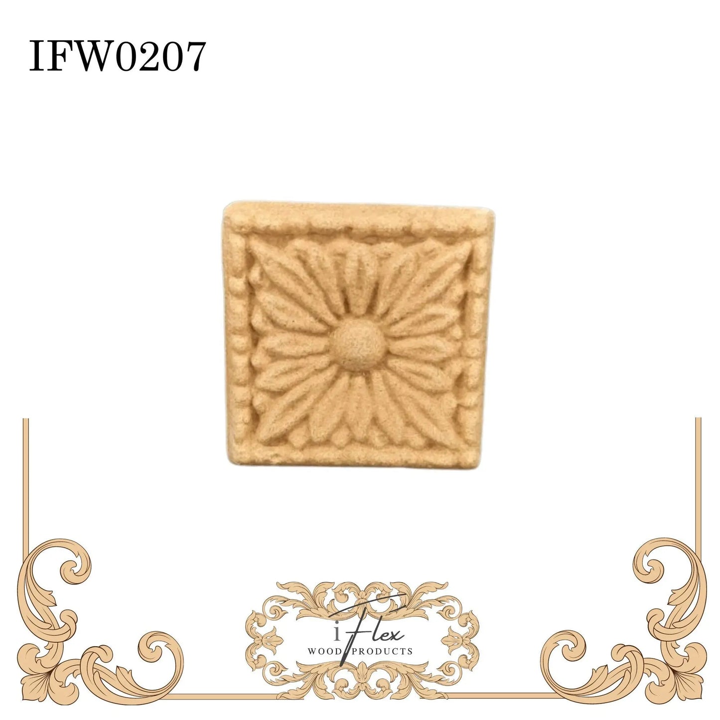 IFW 0207 iFlex Wood Products, Rosette, Centerpiece Flexible Pliable Embellishment