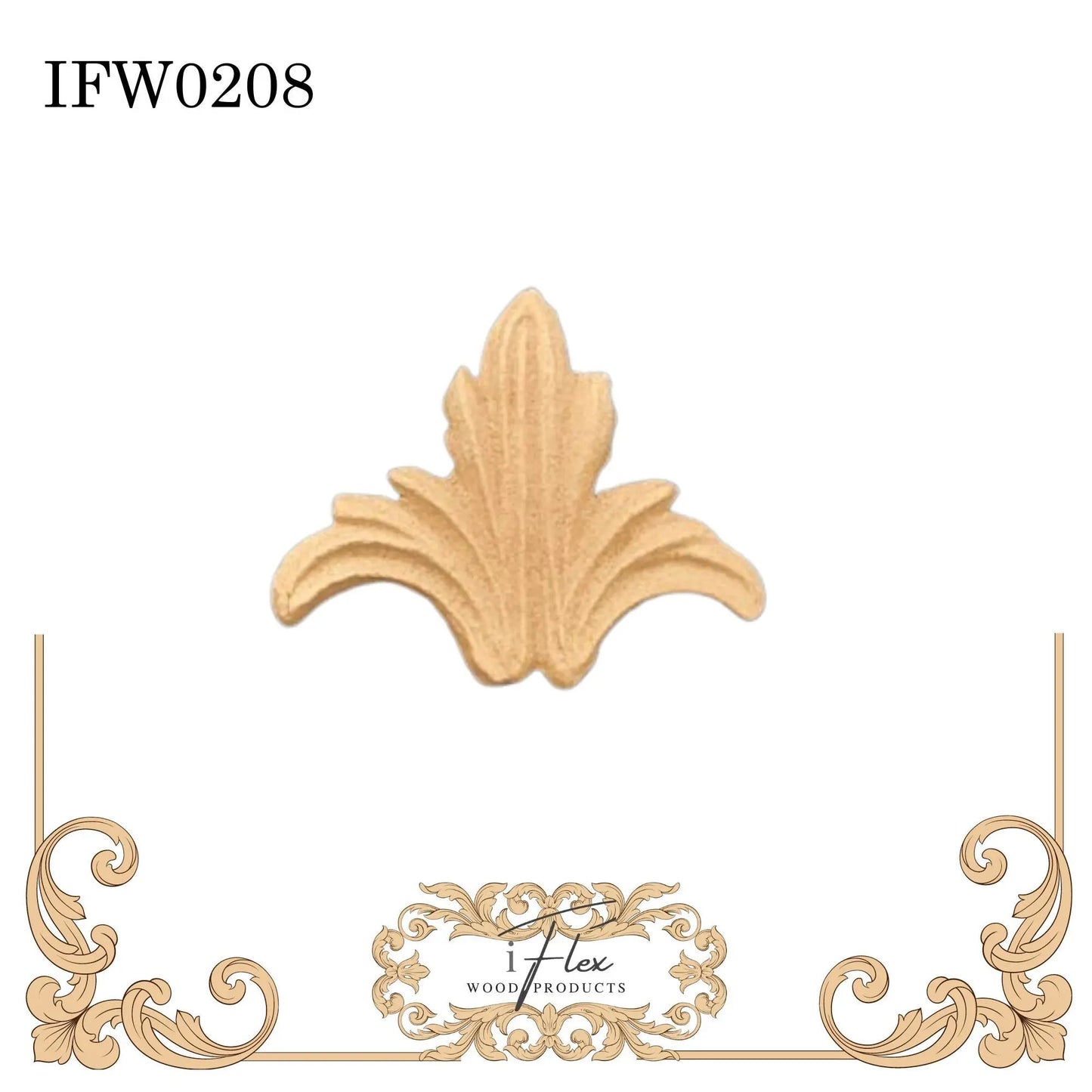 IFW 0208 iFlex Wood Products Plume, Centerpiece bendable mouldings, flexible, wooden appliques