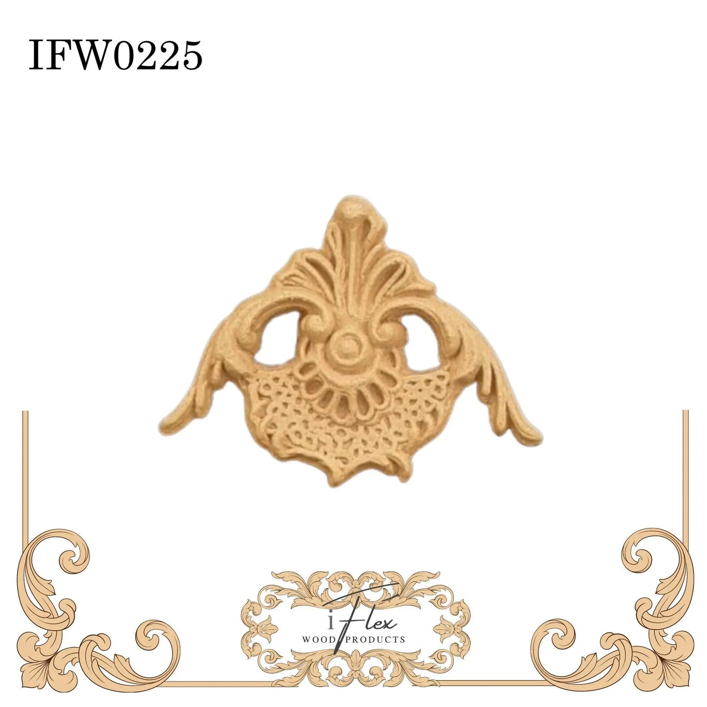 IFW 0225 iFlex Wood Products Plume, Centerpiece bendable mouldings, flexible, wooden appliques