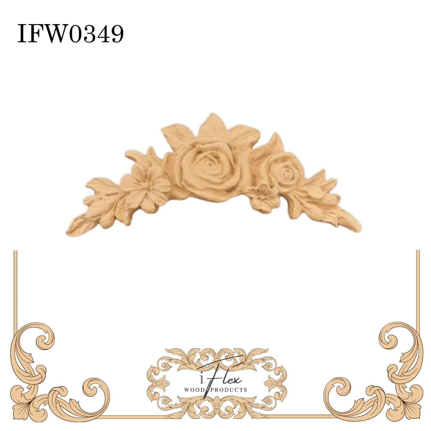 IFW 0349 iFlex Wood Products Flower, Garland Flexible Pliable Embellishment iFlex Wood Products