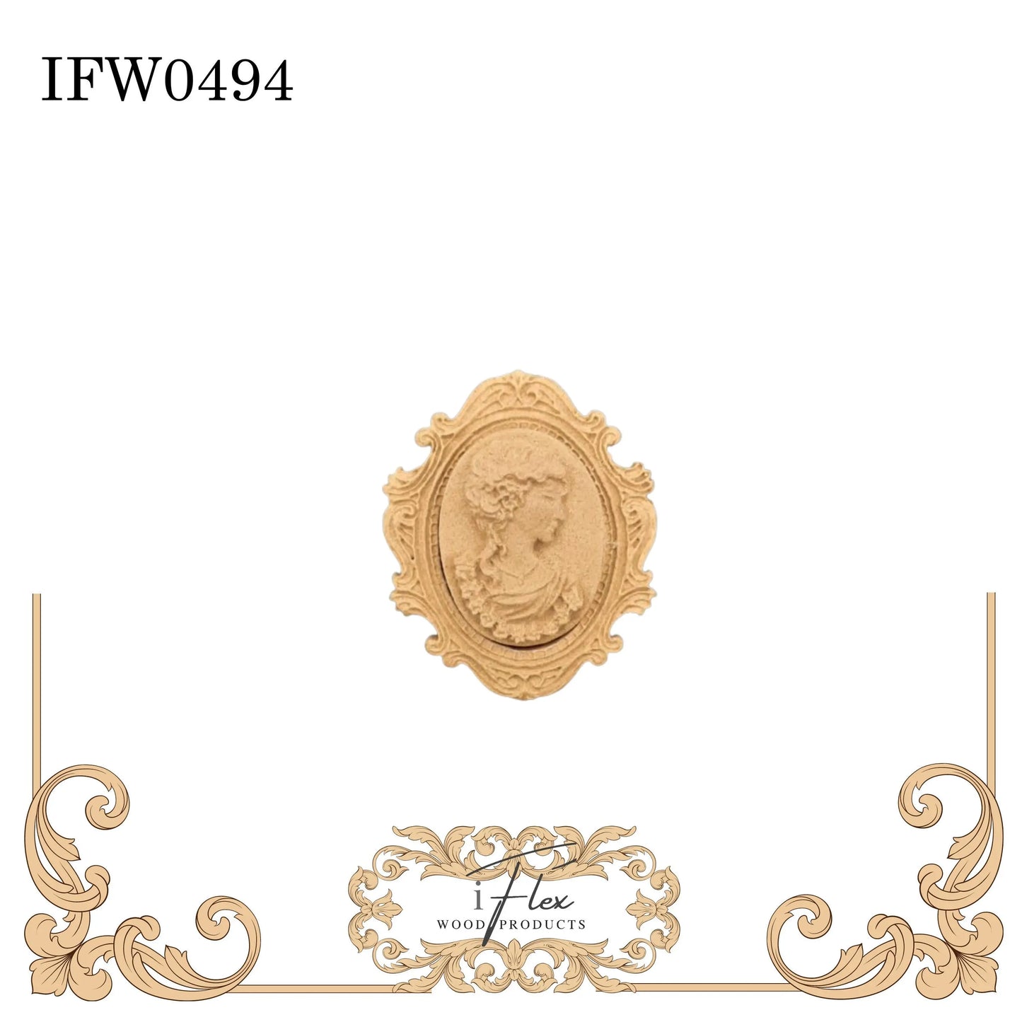IFW 0494 iFlex Wood Products medallion, plaque bendable mouldings, flexible, wooden appliques
