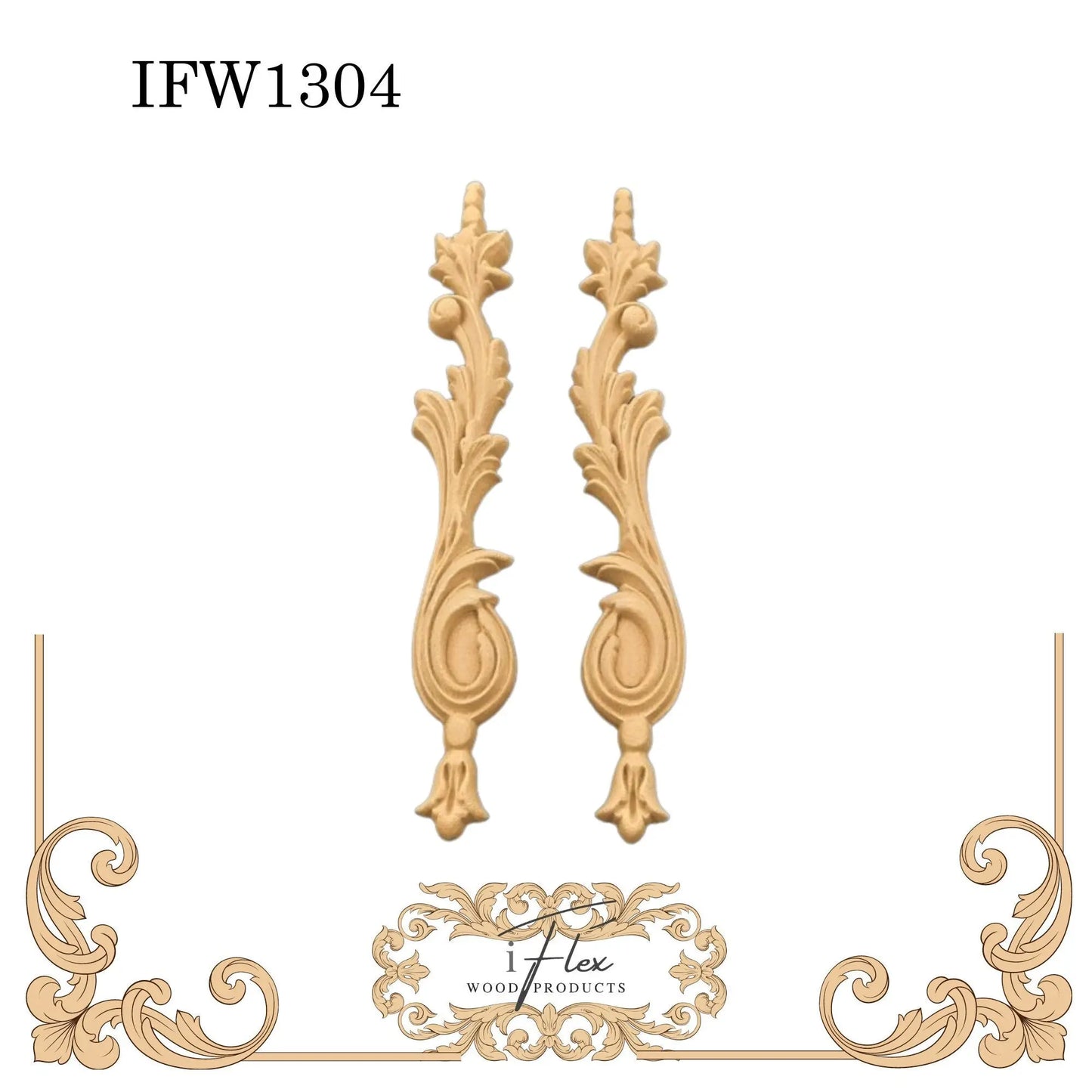 IFW 1304 iFlex Wood Products, bendable mouldings, flexible, wooden appliques, drops pair