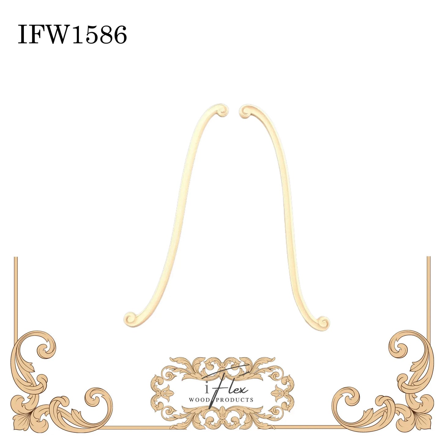 IFW 1586 iFlex Wood Products, bendable mouldings, flexible, wooden appliques, scroll pair iFlex Wood Products