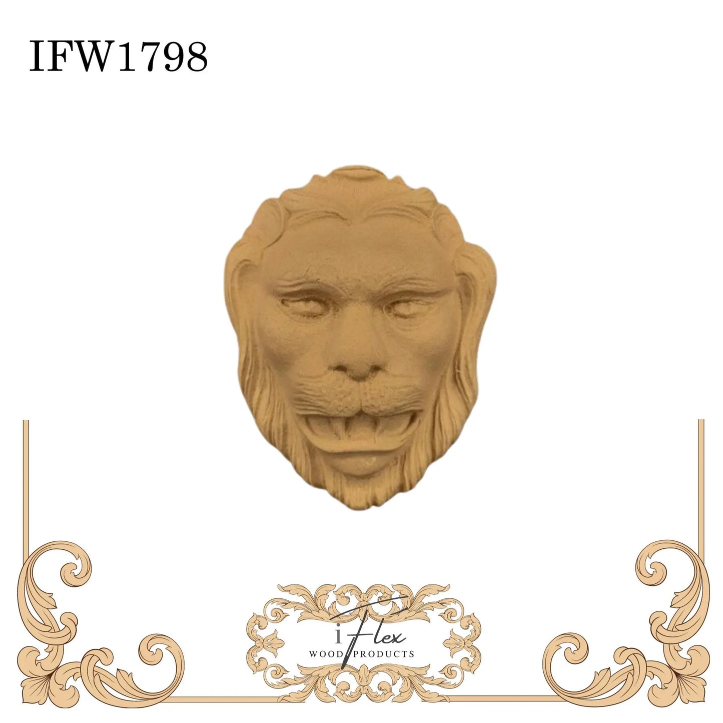 IFW 1798 iFlex Wood Products, bendable mouldings, flexible, wooden appliques, lion animal iFlex Wood Products