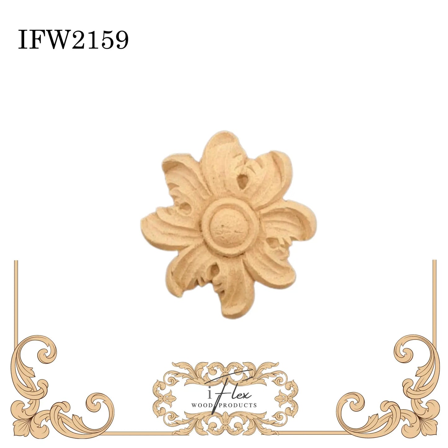 IFW 2159 iFlex Wood Products, bendable mouldings, flexible, wooden appliques, flower iFlex Wood Products