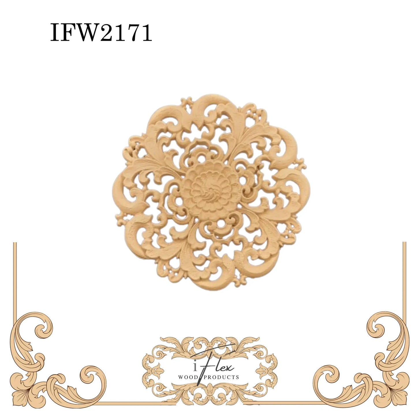 IFW 2171 iFlex Wood Products, bendable mouldings, flexible, wooden appliques, centerpiece, decorative iFlex Wood Products
