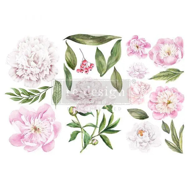 Morning Peonies Mini Transfer Total Sheet Size: 6X12 CUT INTO 3 SHEETS Prima Re-Design