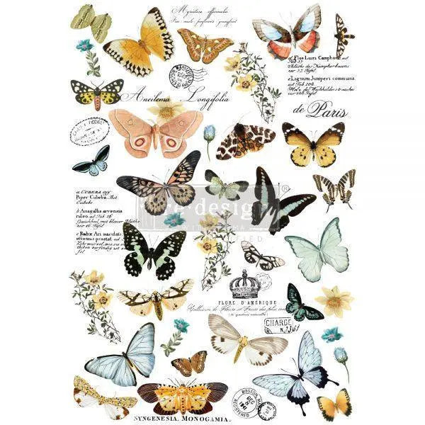 REDESIGN DECOR TRANSFERS® – BUTTERFLY DANCE – TOTAL SHEET SIZE 24″X 35″, CUT INTO 3 SHEETS Prima Re-Design