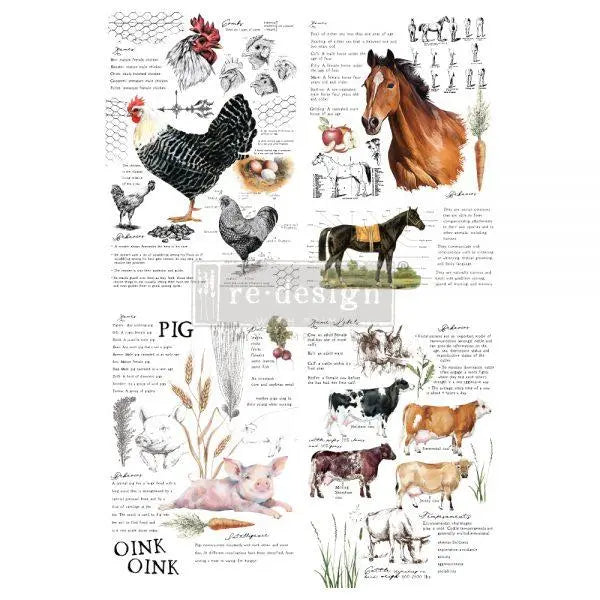 REDESIGN DECOR TRANSFERS® – FARM LIFE – TOTAL SHEET SIZE 24″ X 32″, CUT INTO 2 SHEETS Prima Re-Design