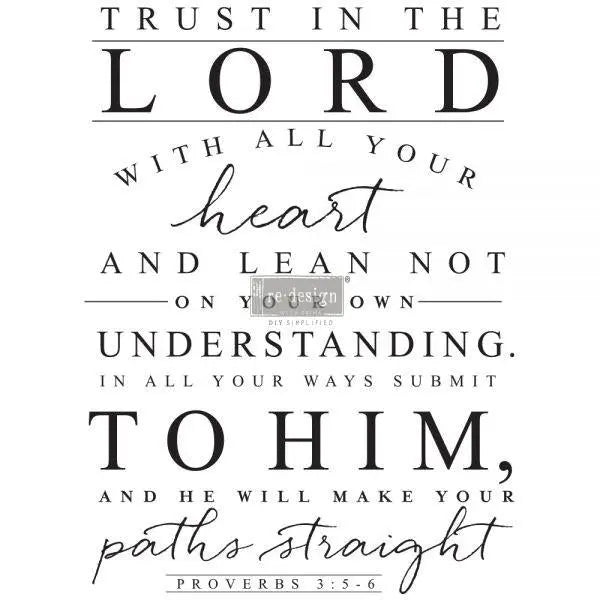 REDESIGN DECOR TRANSFERS® – TRUST IN THE LORD – TOTAL SHEET SIZE 24″ X 32″, CUT INTO 3 SHEETS Prima Re-Design