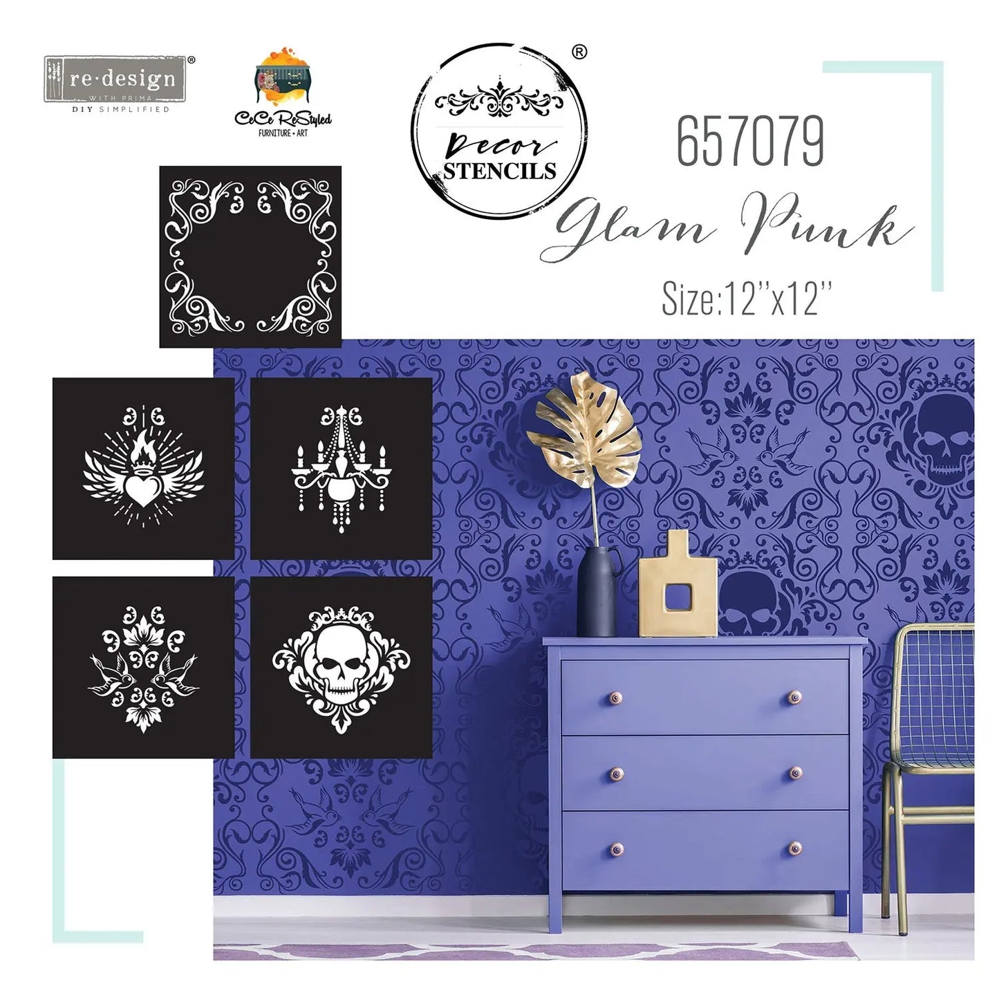 Re- Design with Prima Stencils® Cece - Mix & Style - Glam Punk Prima Re-Design