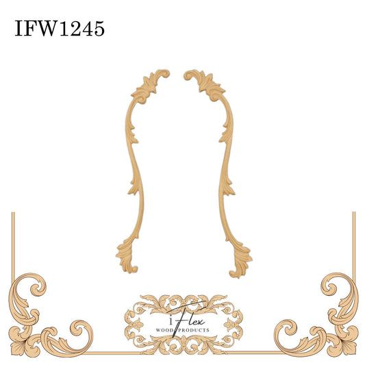 IFW 1245 iFlex Wood Products, bendable mouldings, flexible, wooden appliques, scroll pair