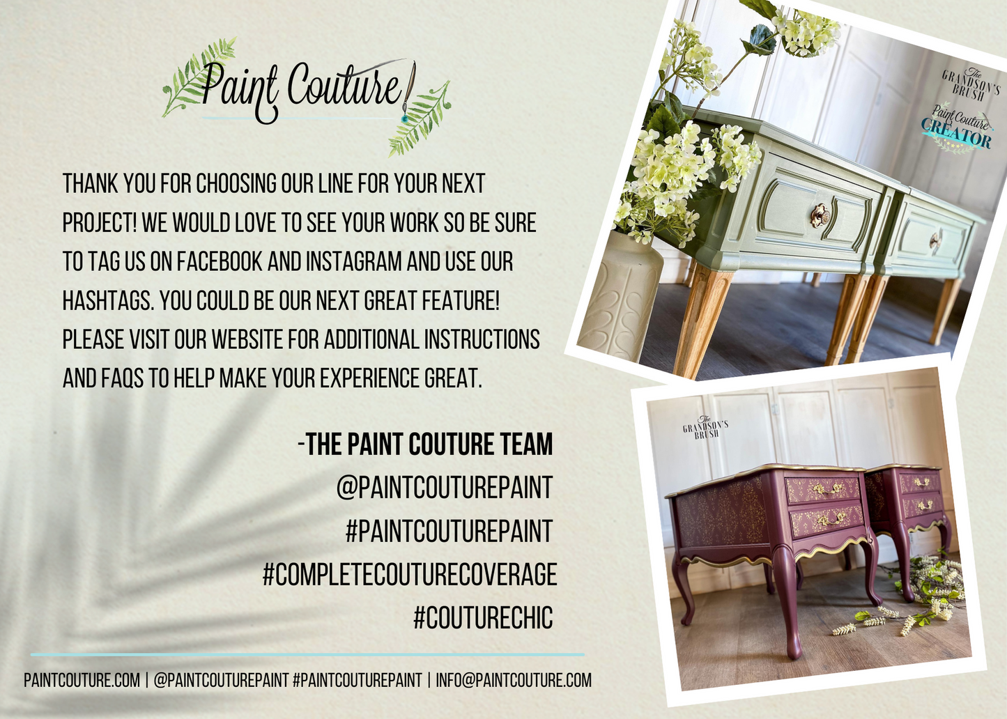 Paint Couture Topcoat Flat: Interior Use