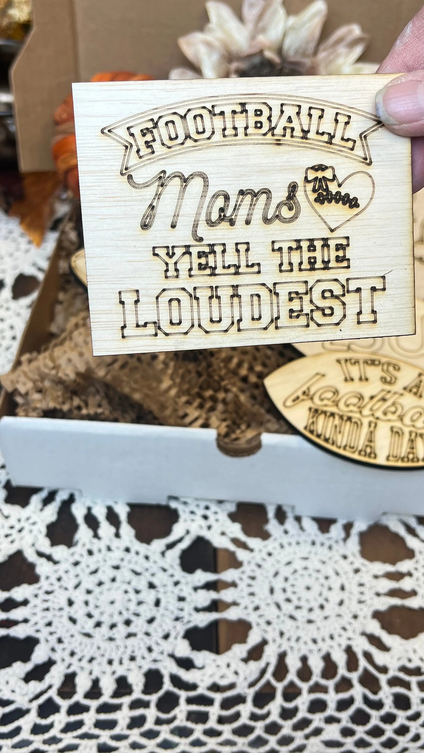 Football tiered tray decor: I am no lady, I'm a LSU fan, 7 piece set Sisters by Choice