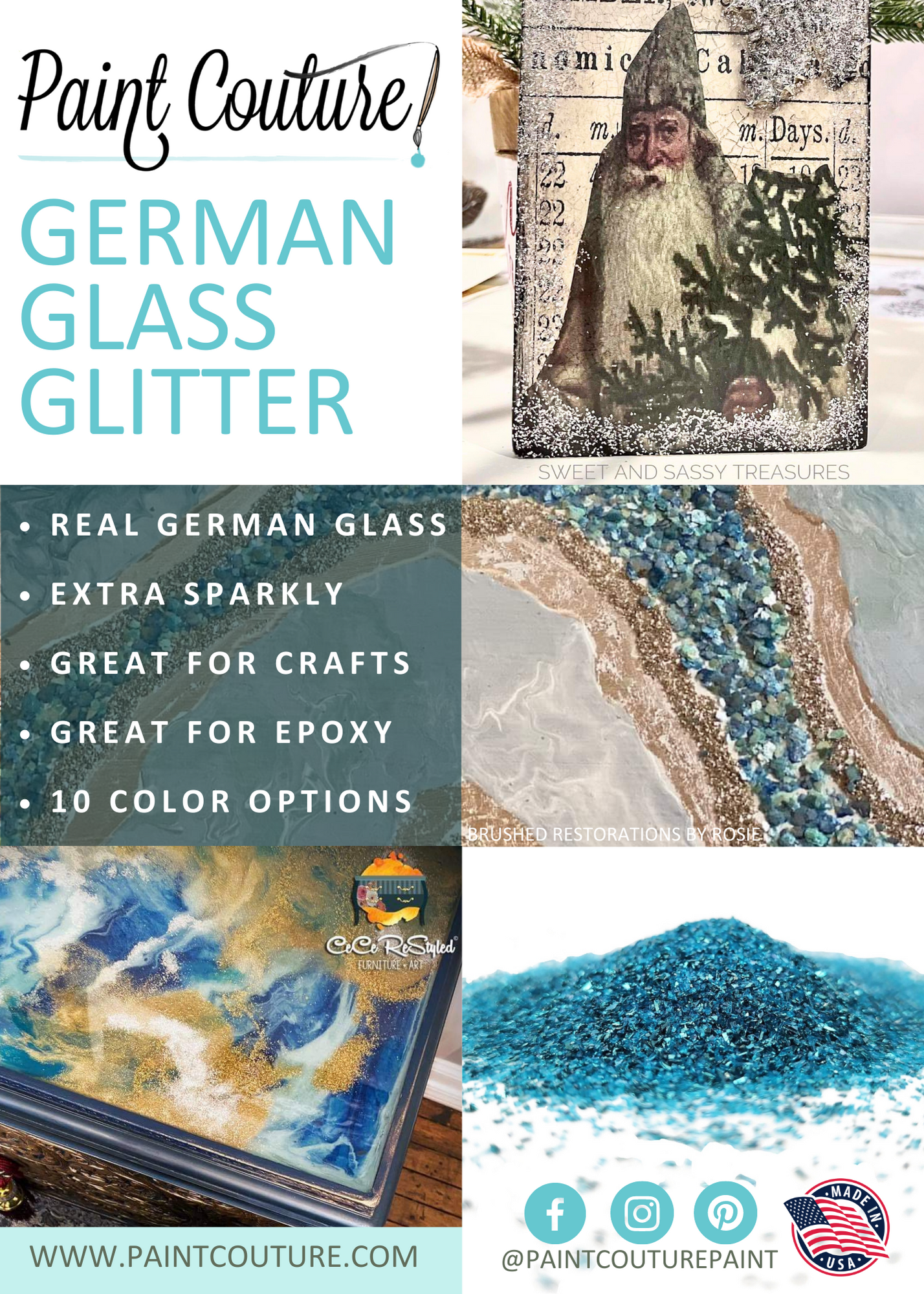 German Glass Glitter - Blue Diamonds