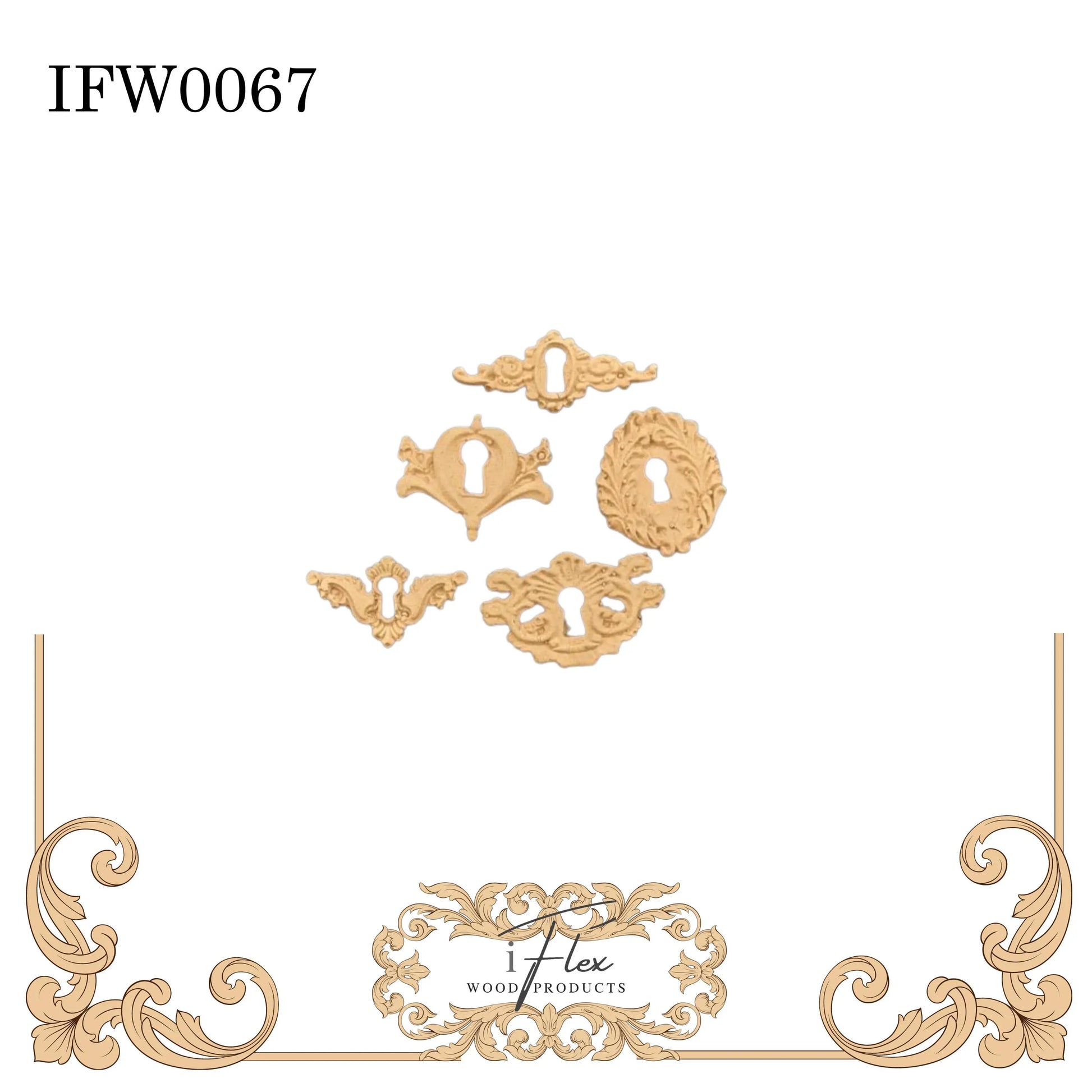 IFW 0067 iflex Wood Products keyholes bendable mouldings, flexible, wooden appliques iFlex Wood Products