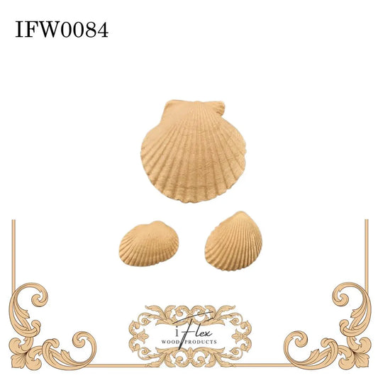 IFW 0084 Set of 3 sea shells, nautical iFlex Wood Products