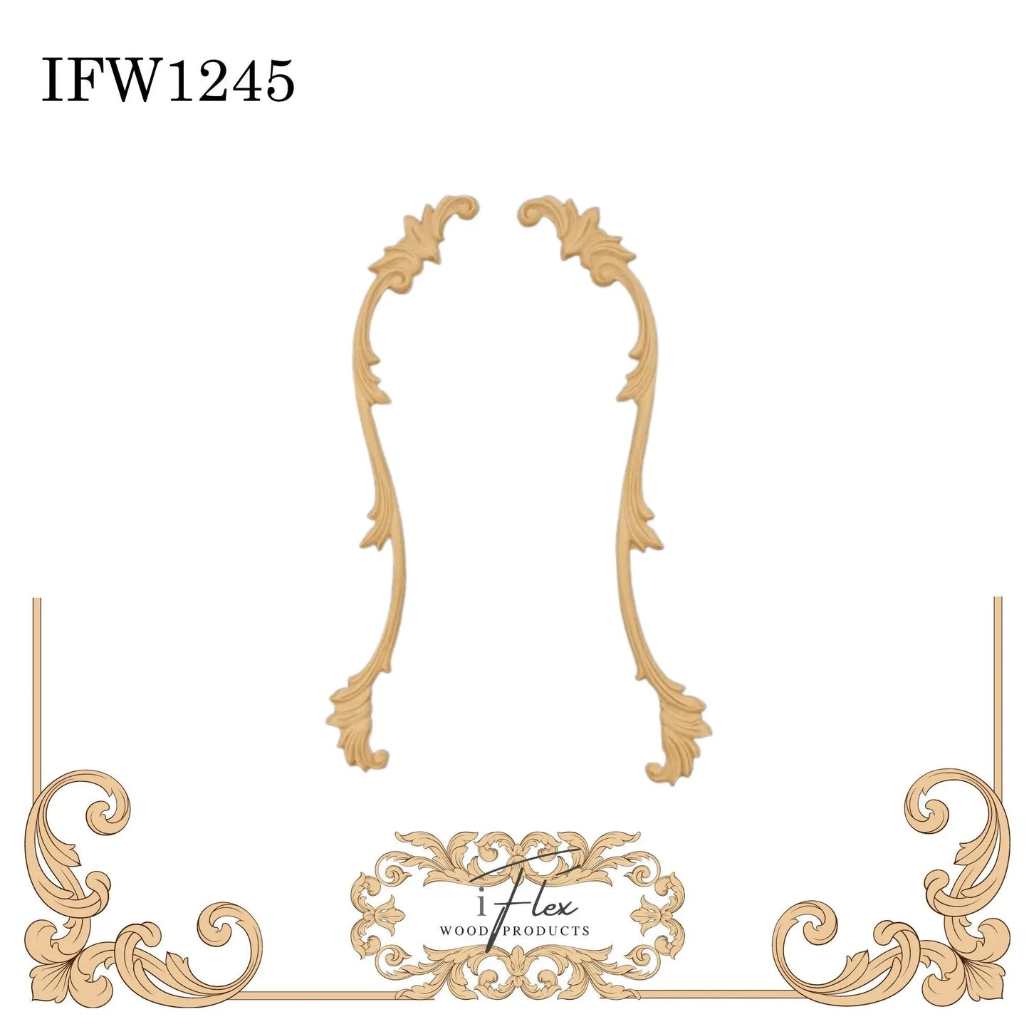 IFW 1245 iFlex Wood Products, bendable mouldings, flexible, wooden appliques, scroll pair