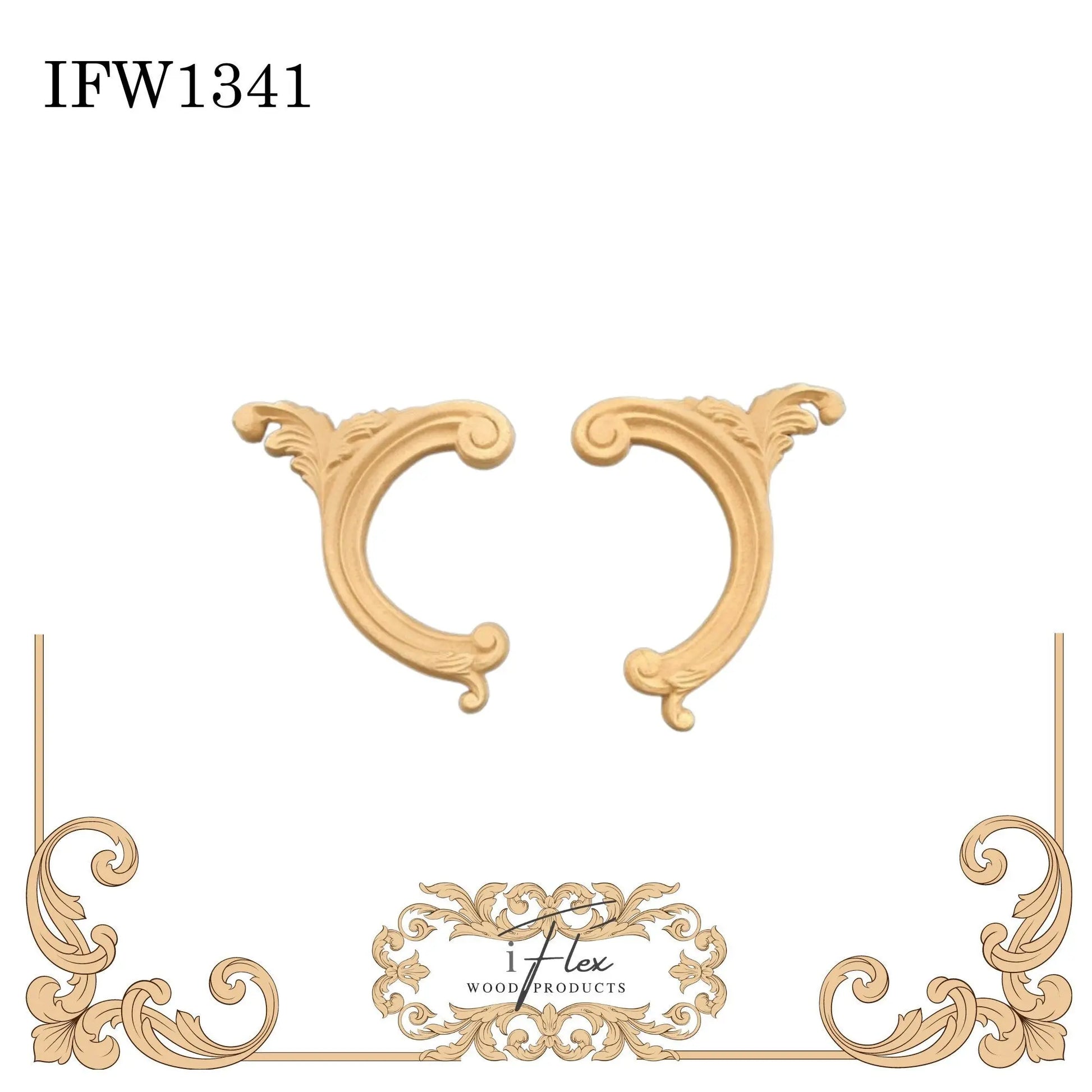 IFW 1341 iFlex Wood Products, bendable mouldings, flexible, wooden appliques, scroll pair