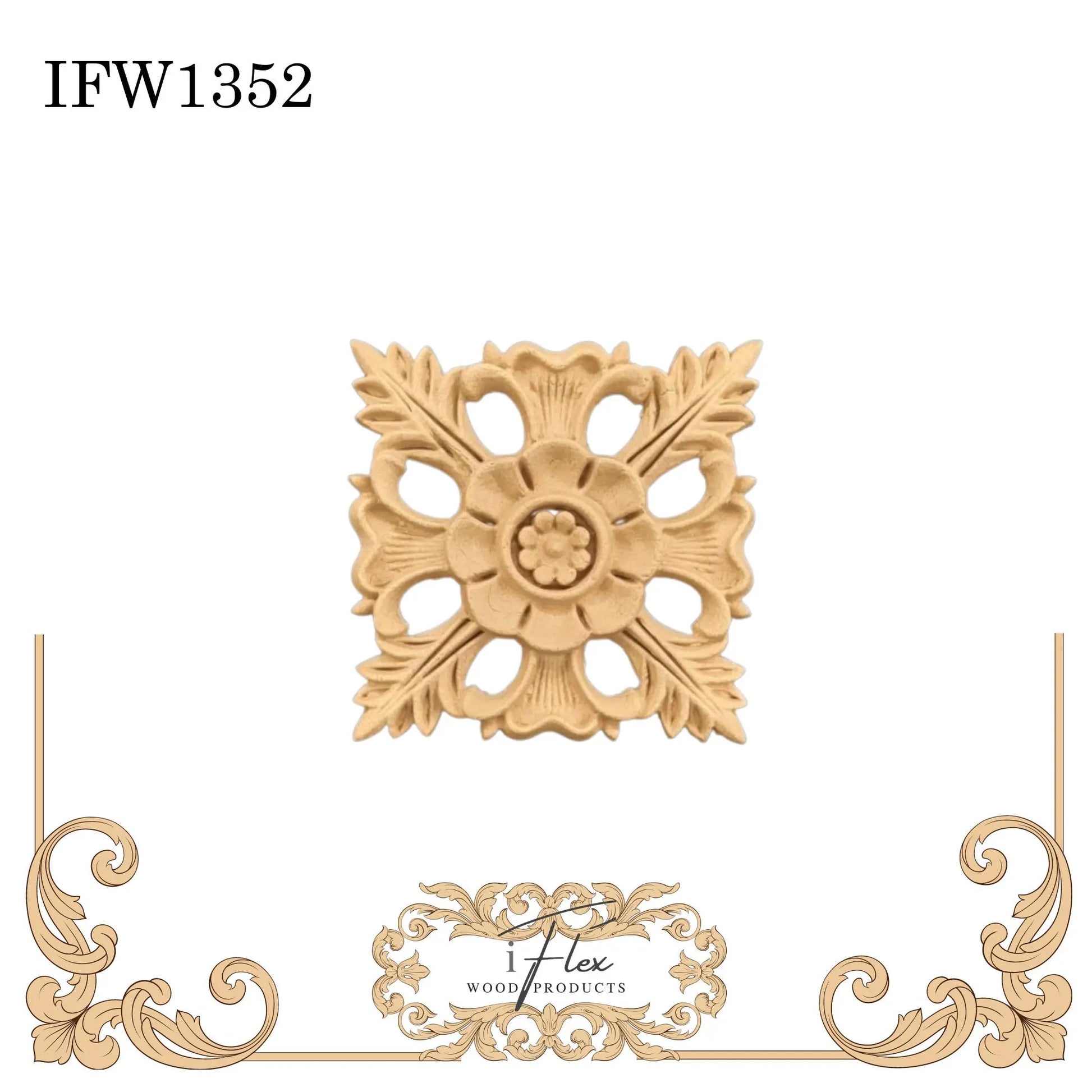 IFW 1352 iFlex Wood Products, bendable mouldings, flexible, wooden appliques, square centerpiece iFlex Wood Products