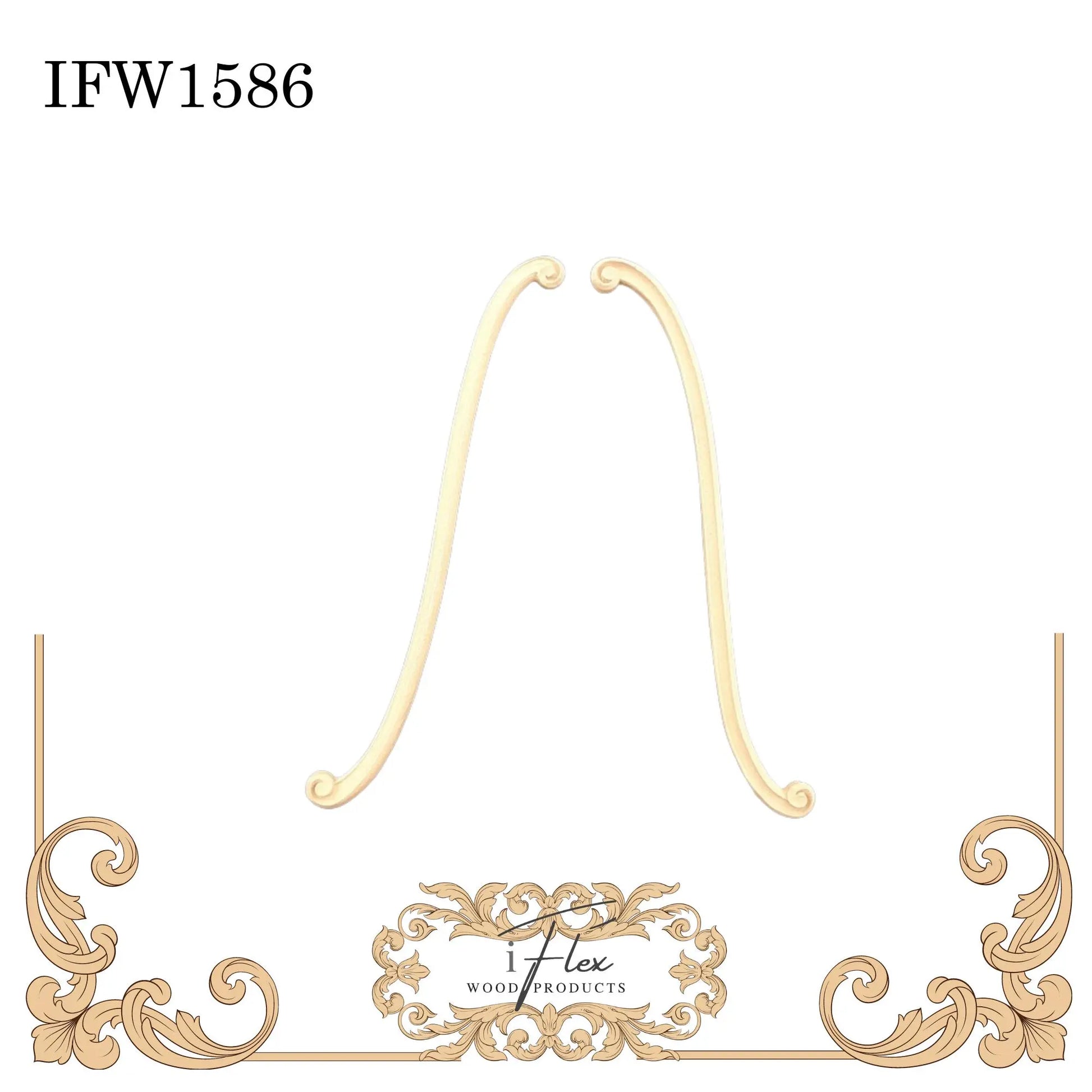 IFW 1586 iFlex Wood Products, bendable mouldings, flexible, wooden appliques, scroll pair iFlex Wood Products