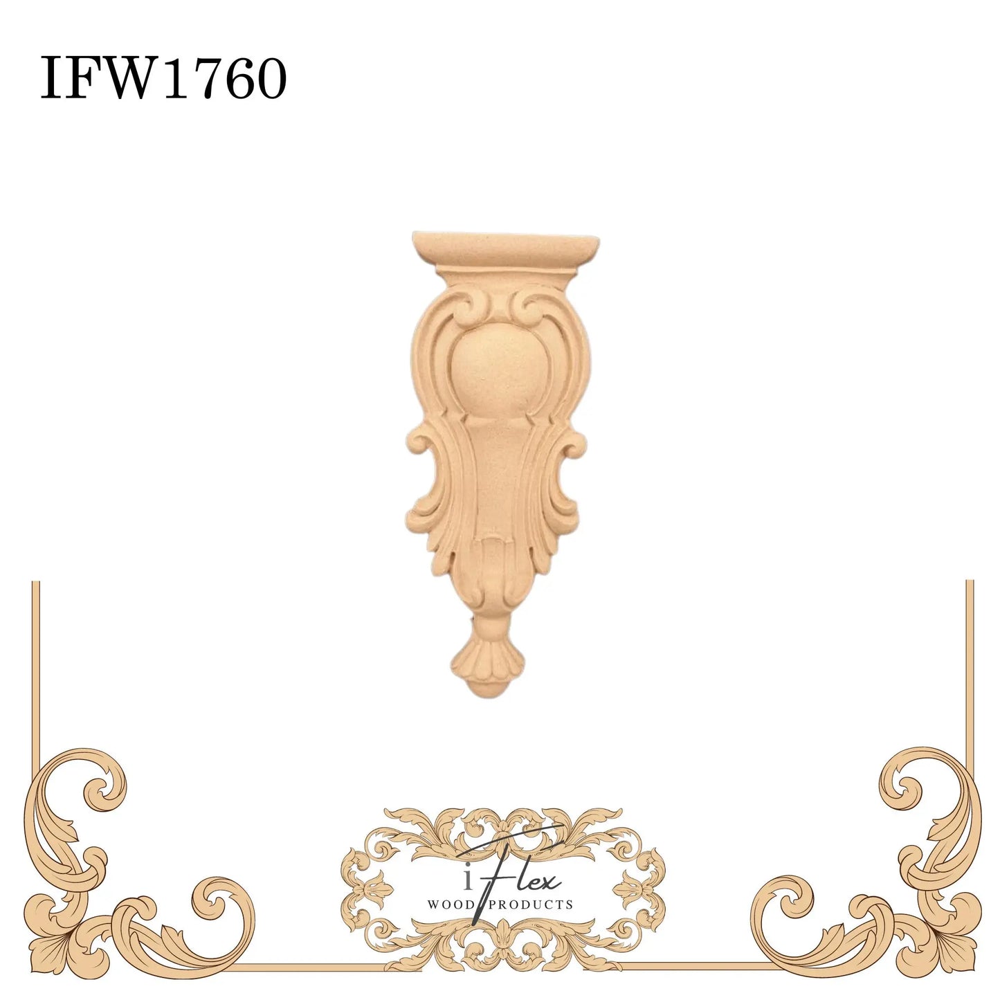 IFW 1760 iFlex Wood Products, bendable mouldings, flexible, wooden appliques, corbel iFlex Wood Products