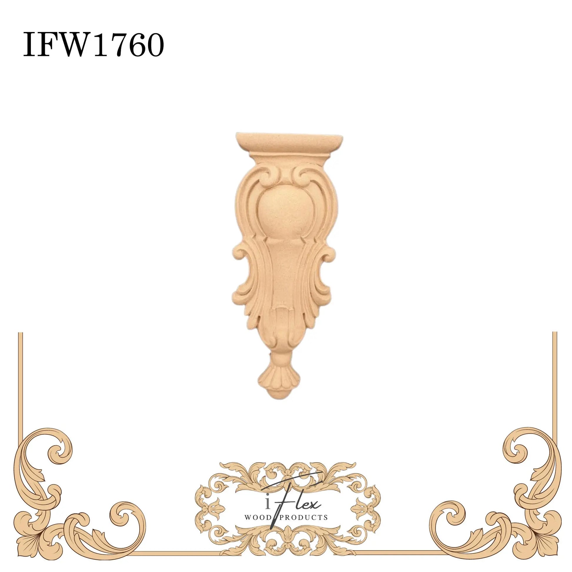 IFW 1760 iFlex Wood Products, bendable mouldings, flexible, wooden appliques, corbel iFlex Wood Products