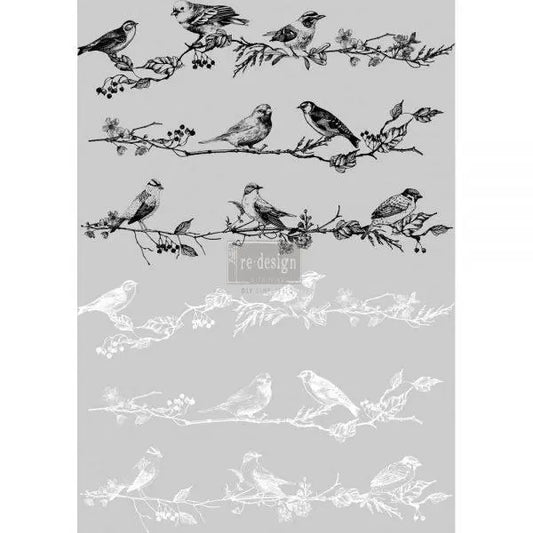 REDESIGN DECOR TRANSFERS®- BIRDS & BERRIES – TOTAL SHEET SIZE 24″ X 34″, CUT INTO 3 SHEETS Prima Re-Design