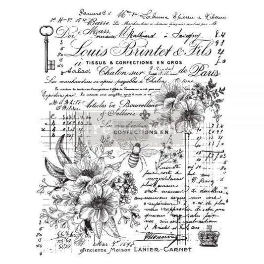 REDESIGN DECOR TRANSFERS® – LOVELY LEDGER – DESIGN SIZE 24″ X 31″, CUT INTO 3 SHEETS Prima Re-Design