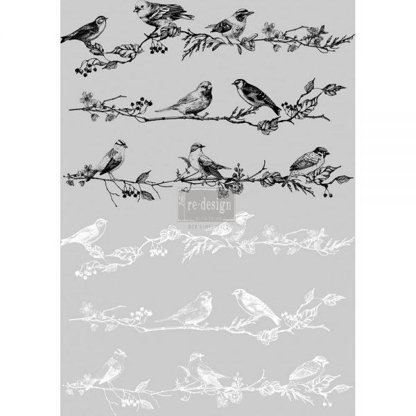 REDESIGN DECOR TRANSFERS®- BIRDS & BERRIES – TOTAL SHEET SIZE 24″ X 34″, CUT INTO 3 SHEETS