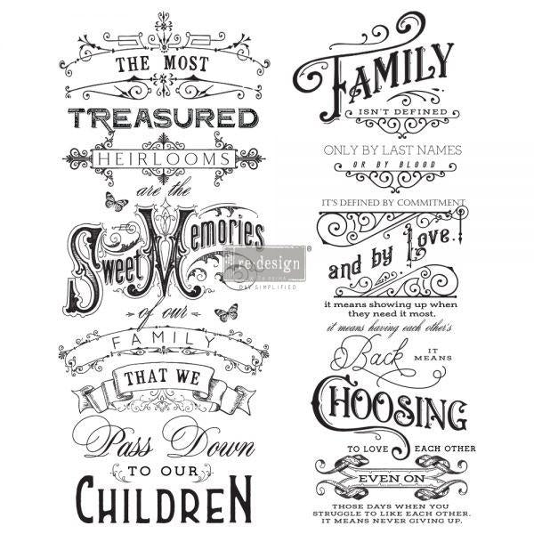 REDESIGN DECOR TRANSFERS® – FAMILY HEIRLOOMS – TOTAL SHEET SIZE 24″ X 29″, CUT INTO 2 SHEETS