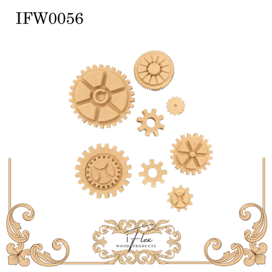 Steampunk gears heat bendable moulding, crafting embellishments, IFW 0056