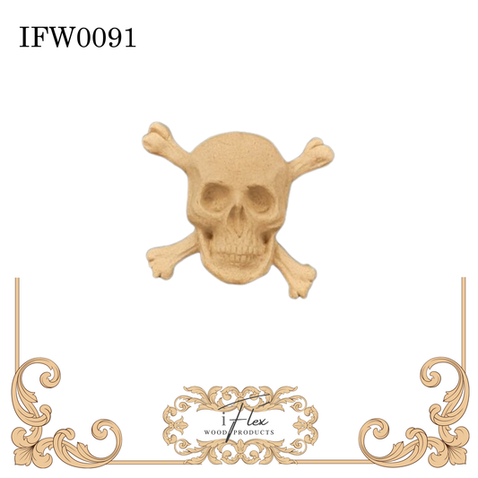 IFW 0091 iFlex Wood Products Skull, Misc bendable mouldings, flexible, wooden appliques