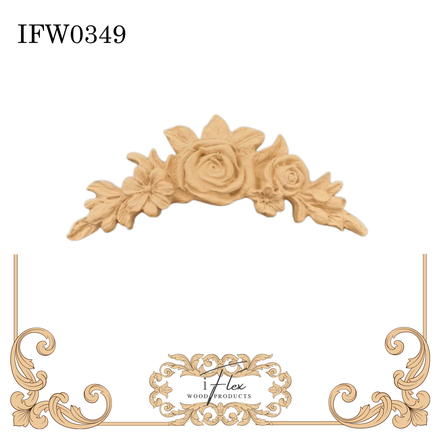 IFW 0349  iFlex Wood Products Flower, Garland Flexible Pliable Embellishment