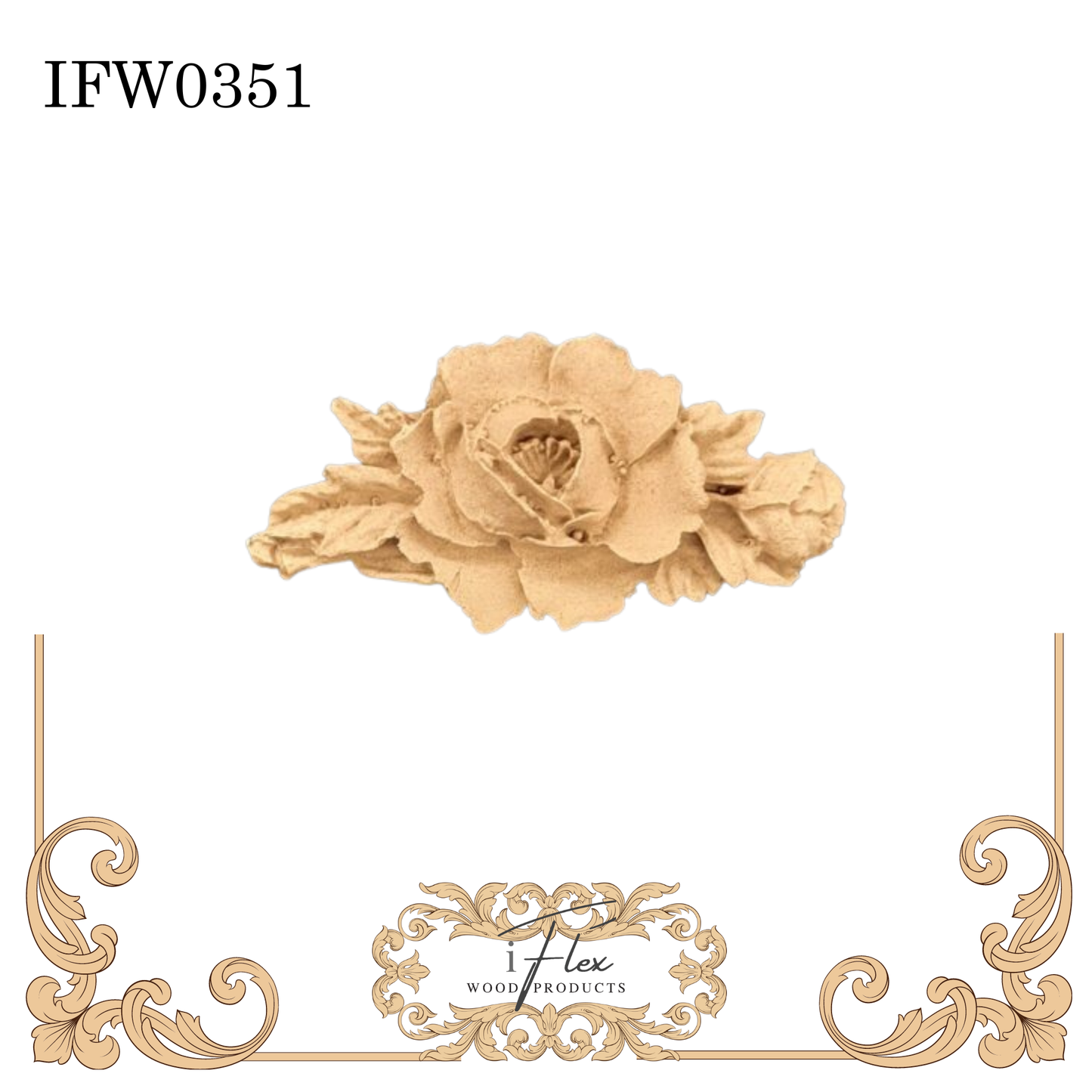 IFW 0351  iFlex Wood Products Flower bendable mouldings, flexible, wooden appliques
