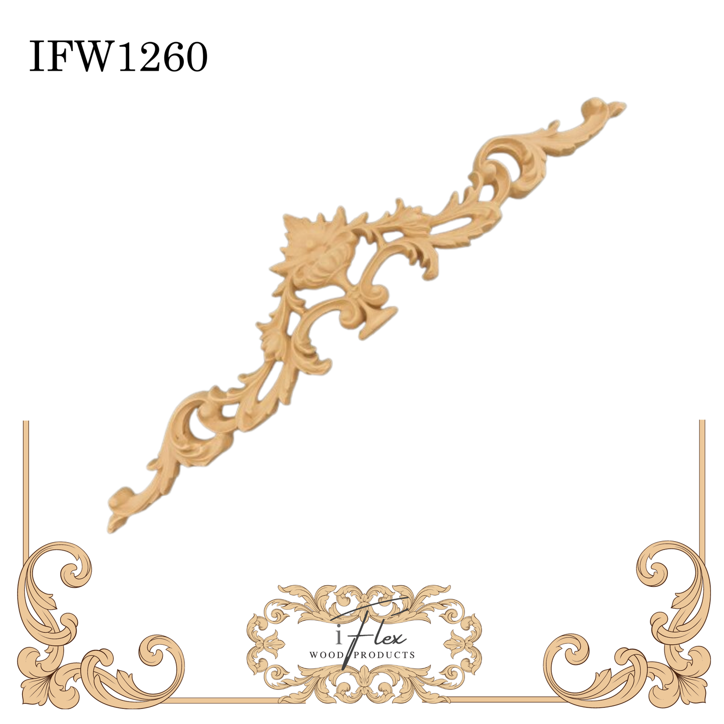 IFW 1260 iFlex Wood Products, bendable mouldings, flexible, wooden appliques, pediment, architectural piece