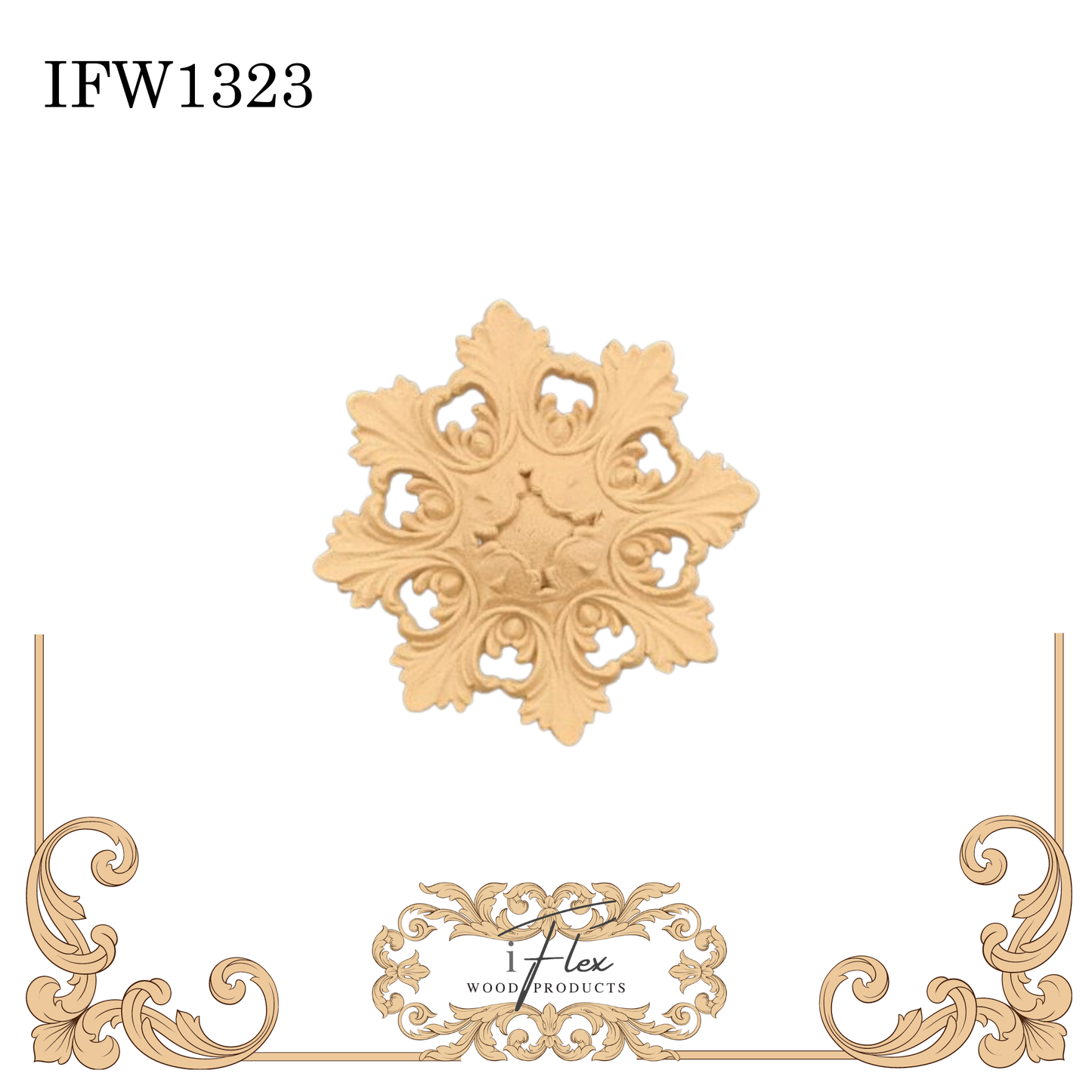IFW 1323 iFlex Wood Products, bendable mouldings, flexible, wooden appliques, centerpiece
