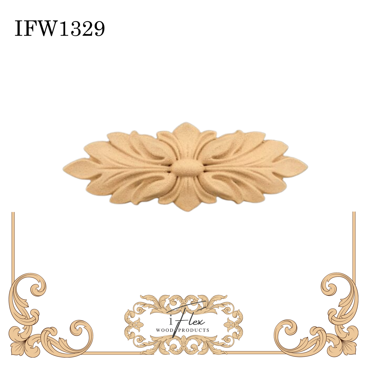 IFW 1329 iFlex Wood Products, bendable mouldings, flexible, wooden appliques, leaf bunch, flower
