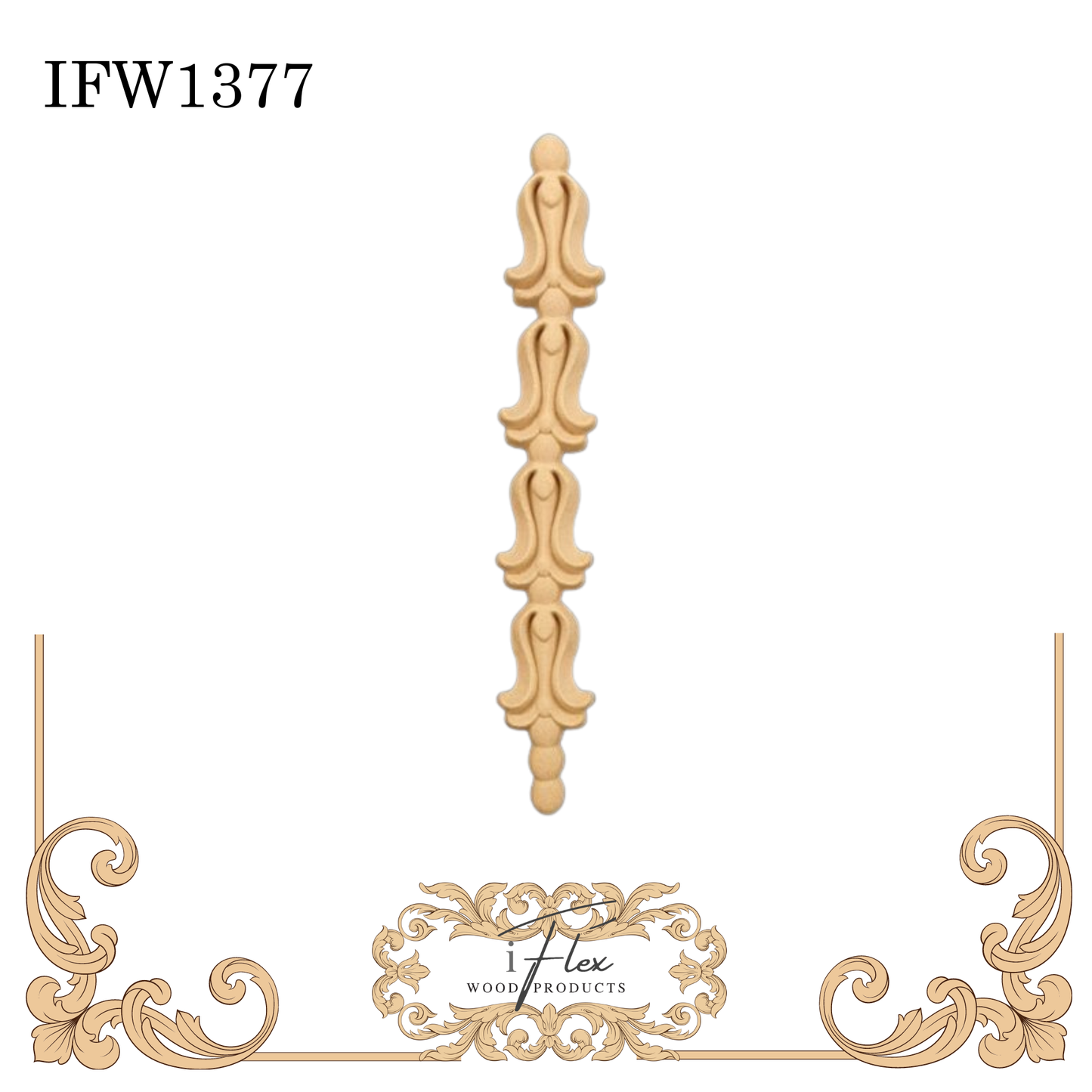 IFW 1377 iFlex Wood Products, bendable mouldings, flexible, wooden appliques, drop