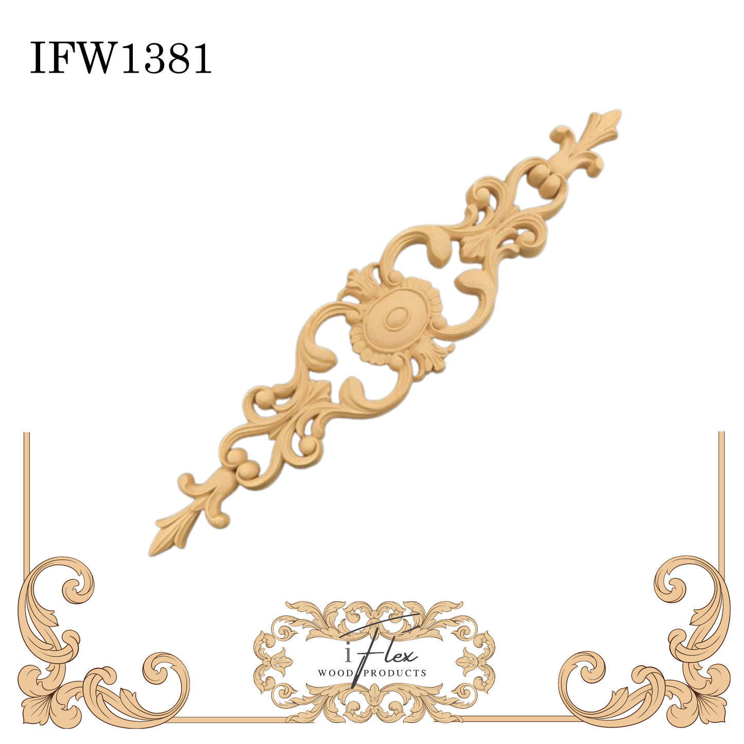 IFW 1381 iFlex Wood Products, bendable mouldings, flexible, wooden appliques, pediment