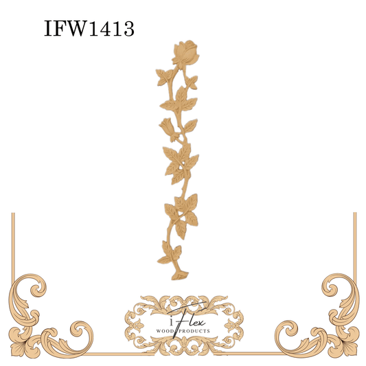 Flower garland, rose garland IFW 1413  one piece iFlex Wood Products, bendable mouldings, flexible, wooden appliques, flower stem