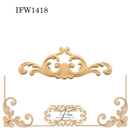IFW 1418 iFlex Wood Products, bendable mouldings, flexible, wooden appliques, plume, centerpiece