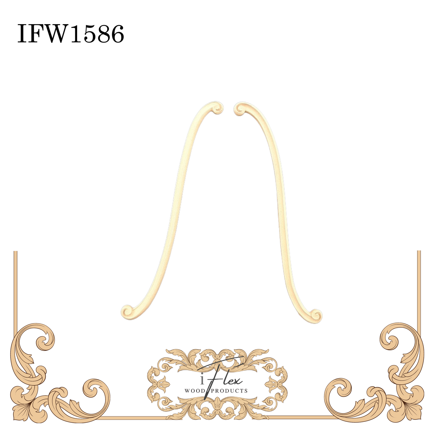 IFW 1586 iFlex Wood Products, bendable mouldings, flexible, wooden appliques, scroll pair