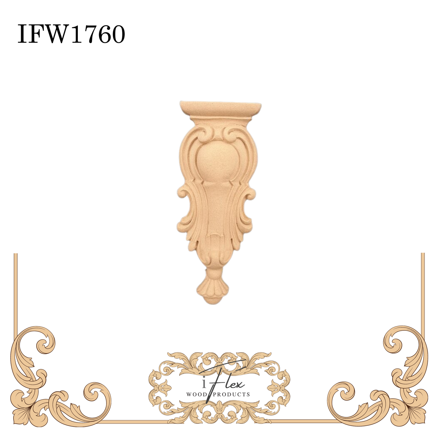 IFW 1760 iFlex Wood Products, bendable mouldings, flexible, wooden appliques, corbel