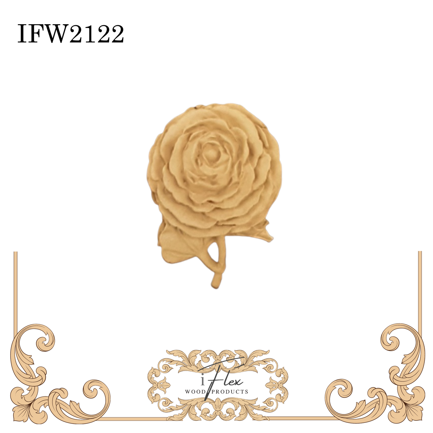 IFW 2122 iFlex Wood Products, bendable mouldings, flexible, wooden appliques, flower
