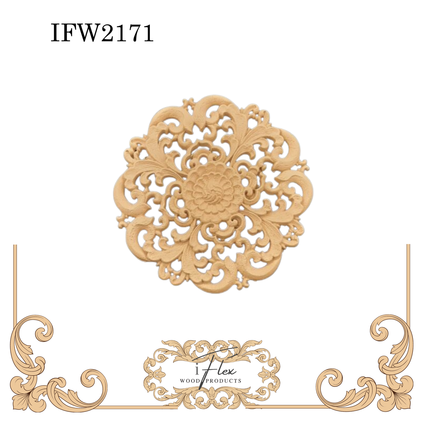 IFW 2171 iFlex Wood Products, bendable mouldings, flexible, wooden appliques, centerpiece, decorative