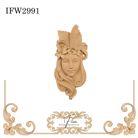 IFW 2991 iFlex Wood Products, bendable mouldings, flexible, wooden appliques, Mardi Gras Mask, lady mask