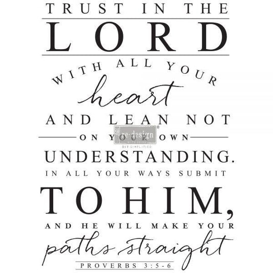 REDESIGN DECOR TRANSFERS® – TRUST IN THE LORD – TOTAL SHEET SIZE 24″ X 32″, CUT INTO 3 SHEETS